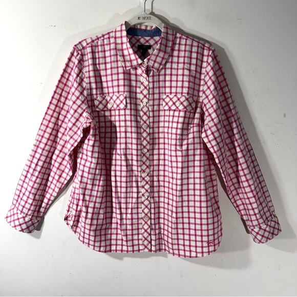 Talbots Tops - Talbots Pink Plaid Button Down Shirt